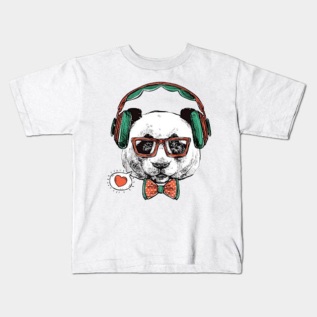 Cute Panda Kids T-Shirt by MeksFashion